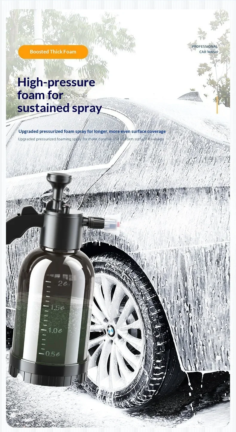2L Manueller Schaumsprüher, Hochdruckpumpflasche für Autowäsche, Haushalts- und Außenreinigung – Detail 3
