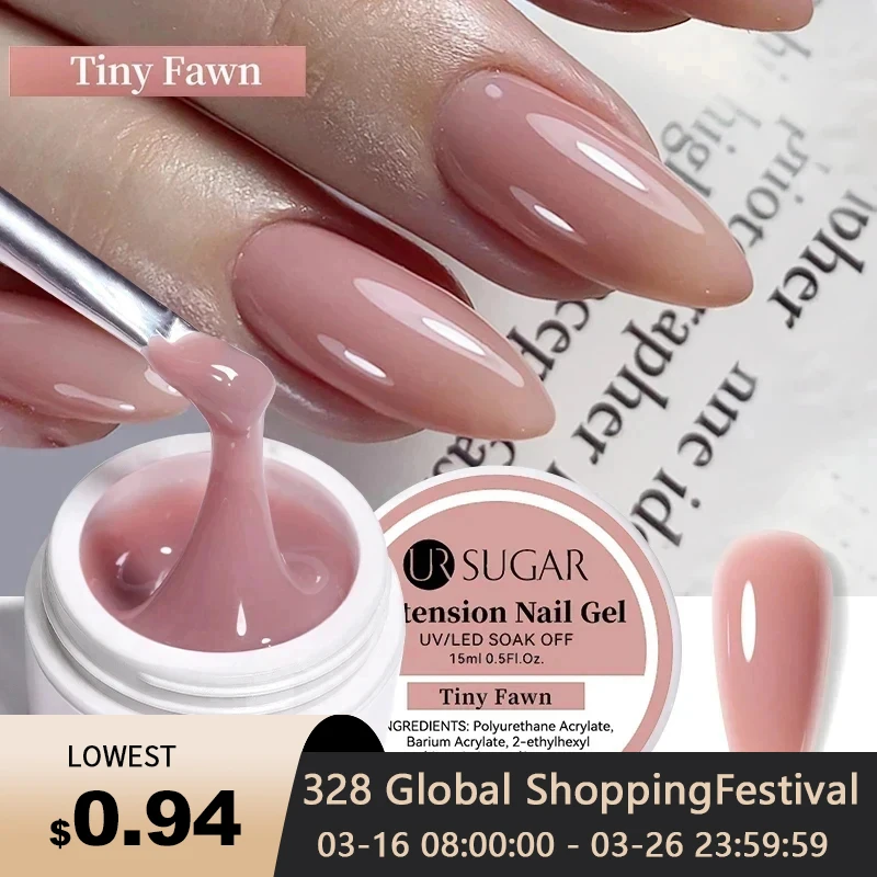 UR SUGAR 15ml Extension Nail Gel Polish Nails Finger Form Clear Nude Pink Nail Art Camouflage Hard Gel Acrylic Nail Manicur