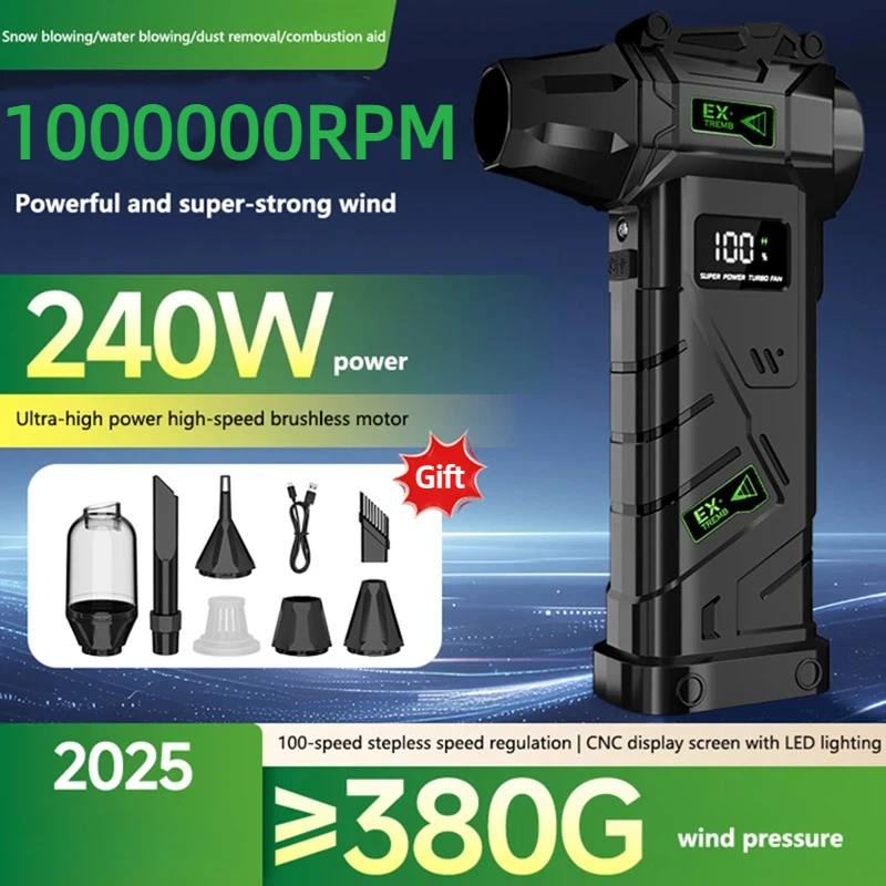 Powerful Violent Fan 990000RPM Turbo Air Blower 380G Thrust High Speed Brushless Turbo Jet Blower With LED Lighting 2026