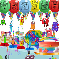 number building blocks Theme Anniversary Party Decorations Backdrop Disposable Tableware Baby Shower Kids Party Supplies Gift