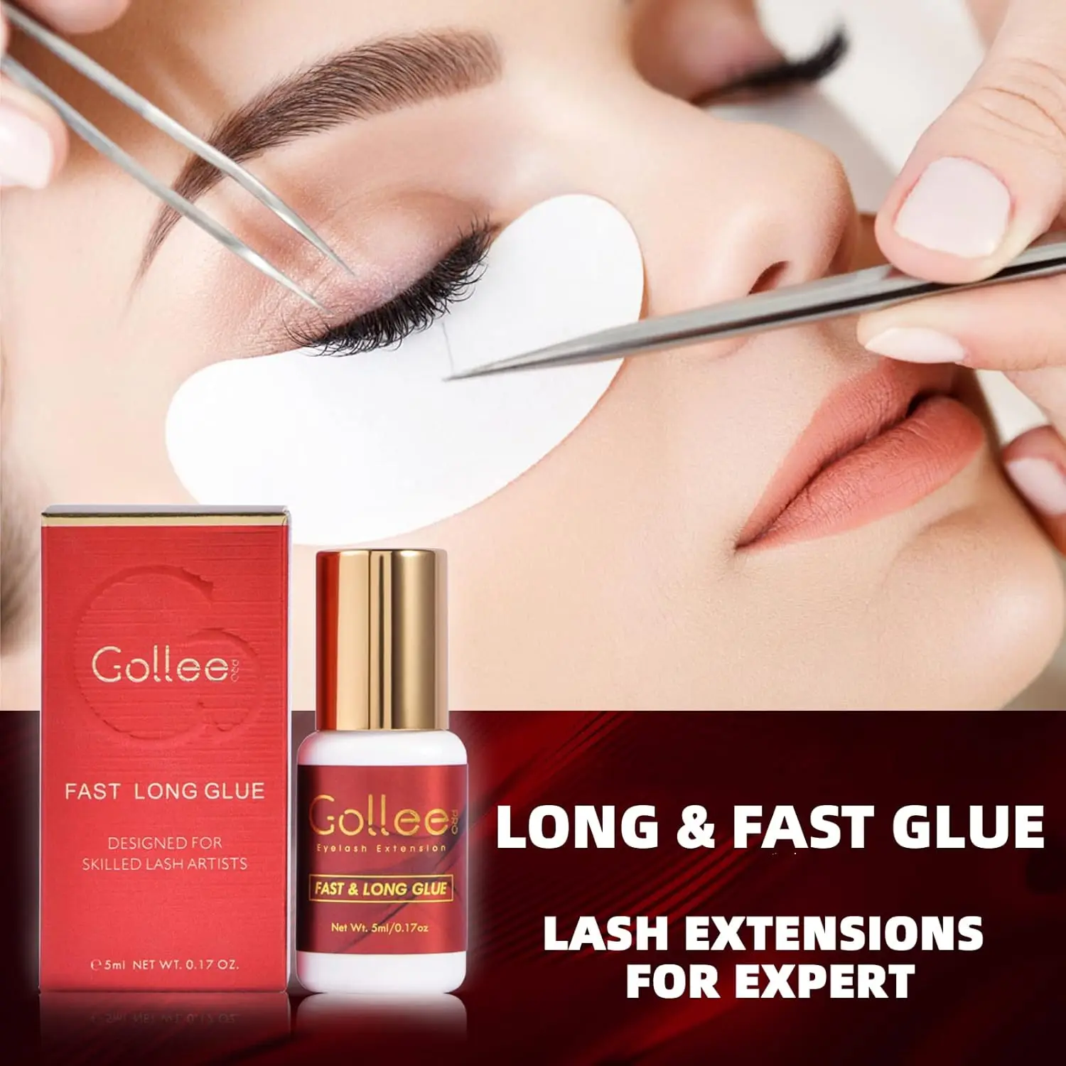 กาวต่อขนตา Gollee 1s กันน้ำ ติดทนนาน 6-8 สัปดาห์ กาวติดขนตาคุณภาพสูง ยึดติดแน่นพิเศษ ผลิตภัณฑ์ต่อขนตาระดับมืออาชีพจาก Golle