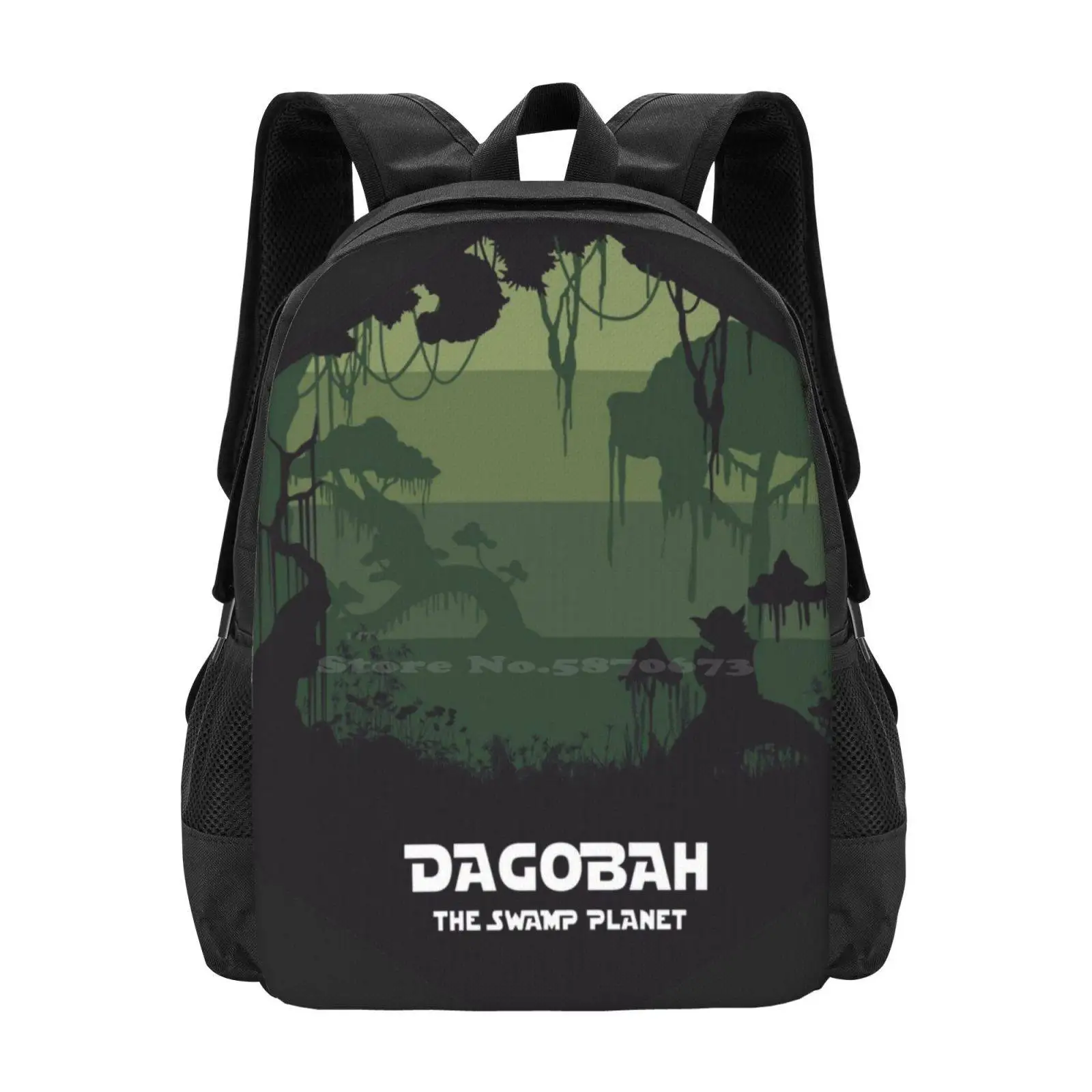 Dagobah New Arrivals Unisex Bags Student Bag Backpack Dagobah Fan Art Swamp Planet Dark Green Monochromatic Camouflage