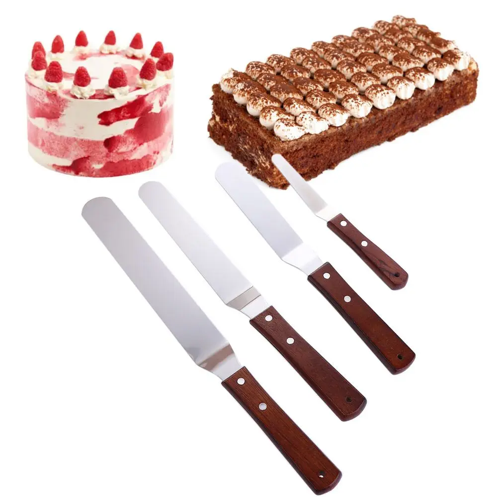 4/6/8/10 Inch Wooden Handle Bakeware Frosting Baking Cake Decorating Spatulas Cake Scraper Icing Spatula Butter Cutter