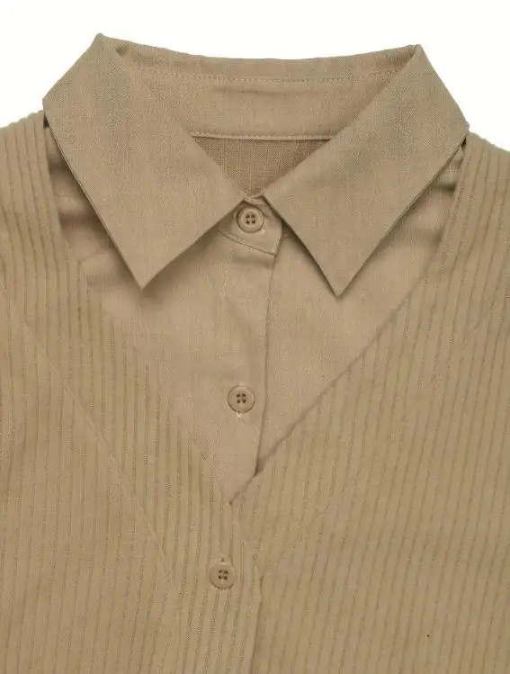 Conjunto de falda y camisa de manga larga de talla grande para mujer, solapa de Color sólido, vestido de dos piezas para otoño e invierno, traje falso