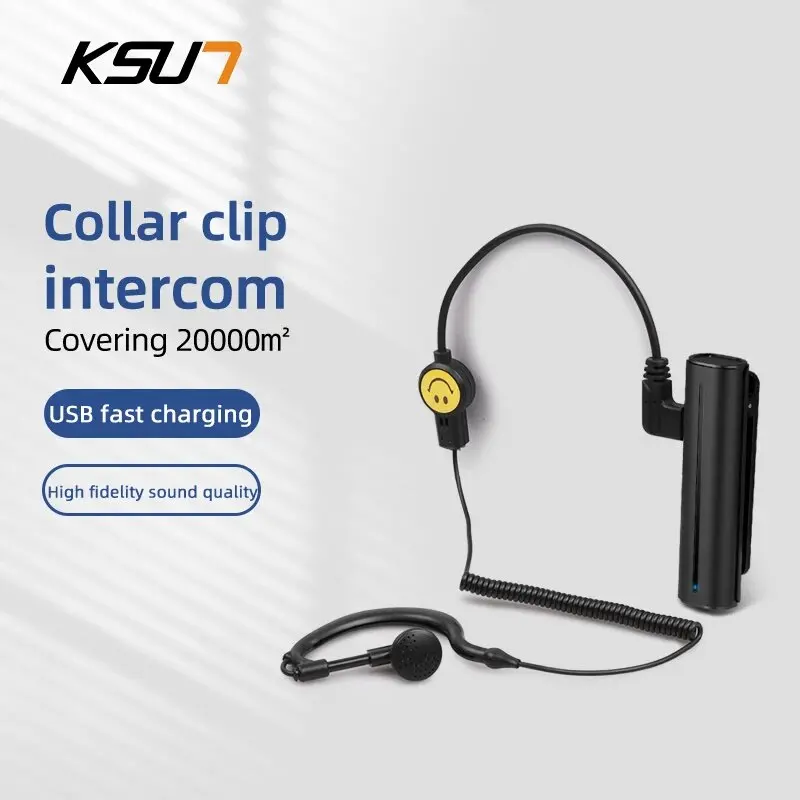 KSUN V50 Mini Walkie Talkie 2 Pcs With Earphone Lavalier Radios Wireless Communication Device Bar Hotel Two-way Radio Intercom