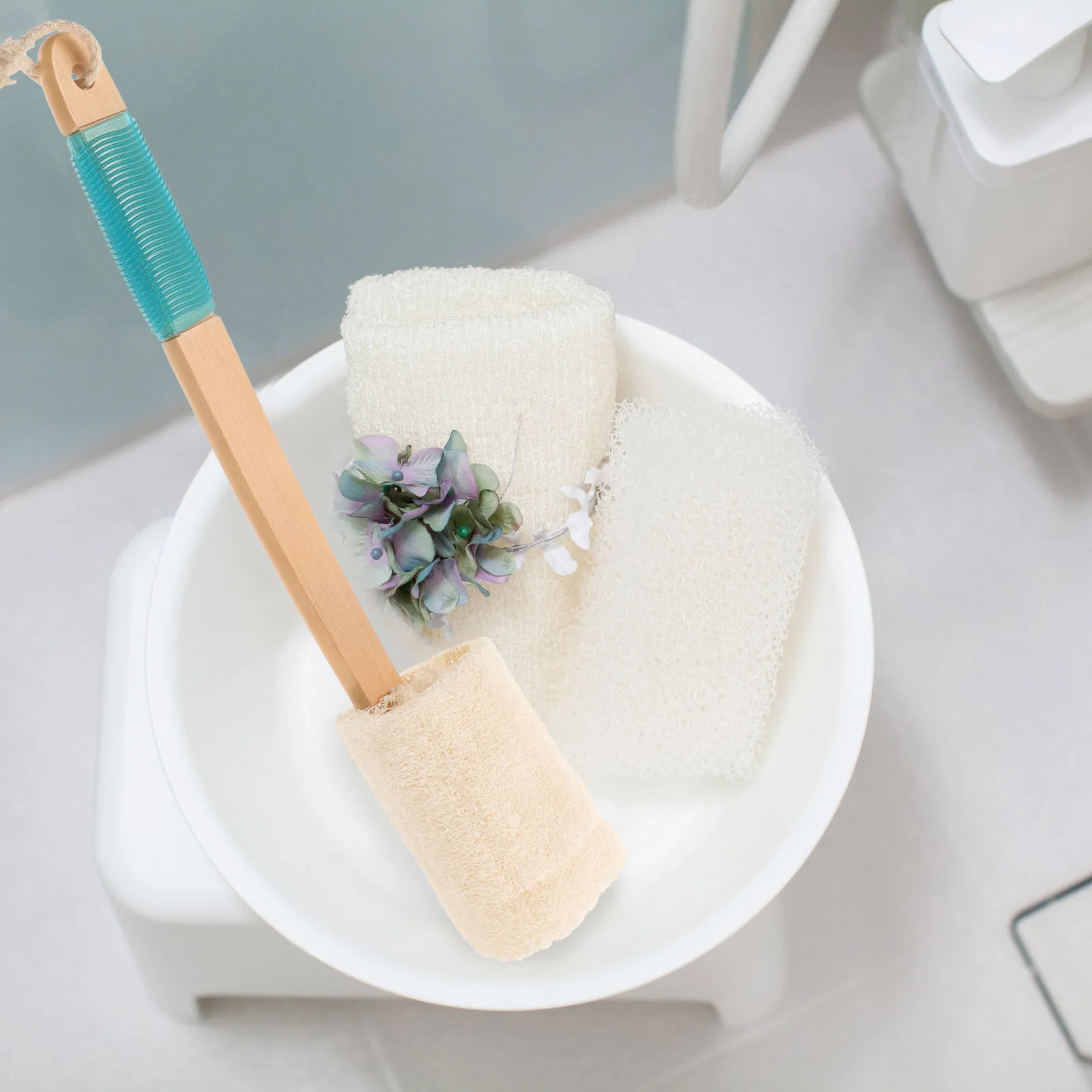 

Natural Wooden Bath Loofah Stick For Exfoliating Skin Body Scrubber Long Handle Bathing Brush Loofah Sponge Cleansing Tool Home