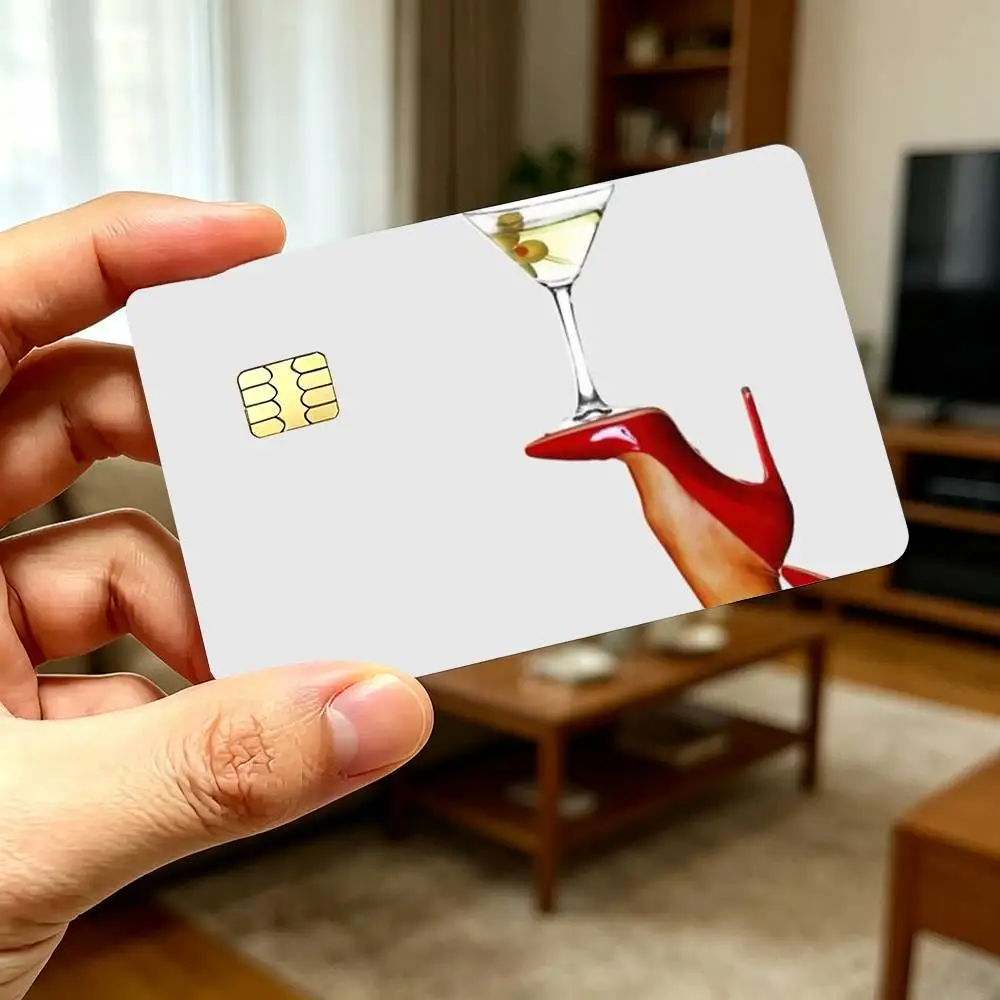 Retro red High-Heeled Shoe Credit Card Stickers Skin For Bank Debit Decorative Protection Scratch-resistant Gift