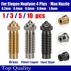 For Elegoo Neptune 4 Plus Nozzle Elegoo Neptune 4 Max Nozzles Brass Copper Plated Hardened Steel Nozzle 0.2 0.4 0.6 0.8 1.0mm