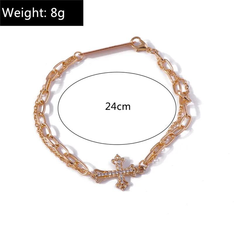 Aihua Gothic Goldfarbenes Kristallkreuz-Fußkettchen für Frauen, Fußschmuck, Sommer, Strand, sexy, weibliches Barfuß-Knöchelarmband für das Bein – Detail 11