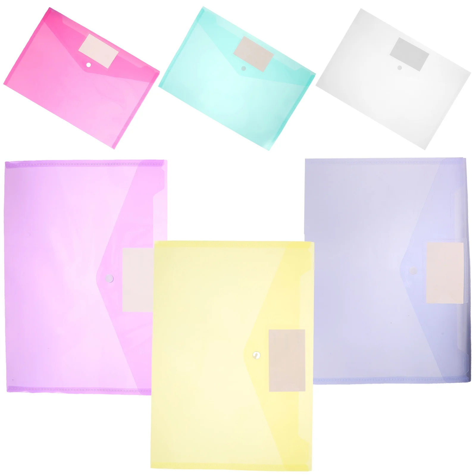 

6pcs File Folders Transparent Pp Document Bags Snap Button Closure Large Capacity For Receipts Office School Use Clear File