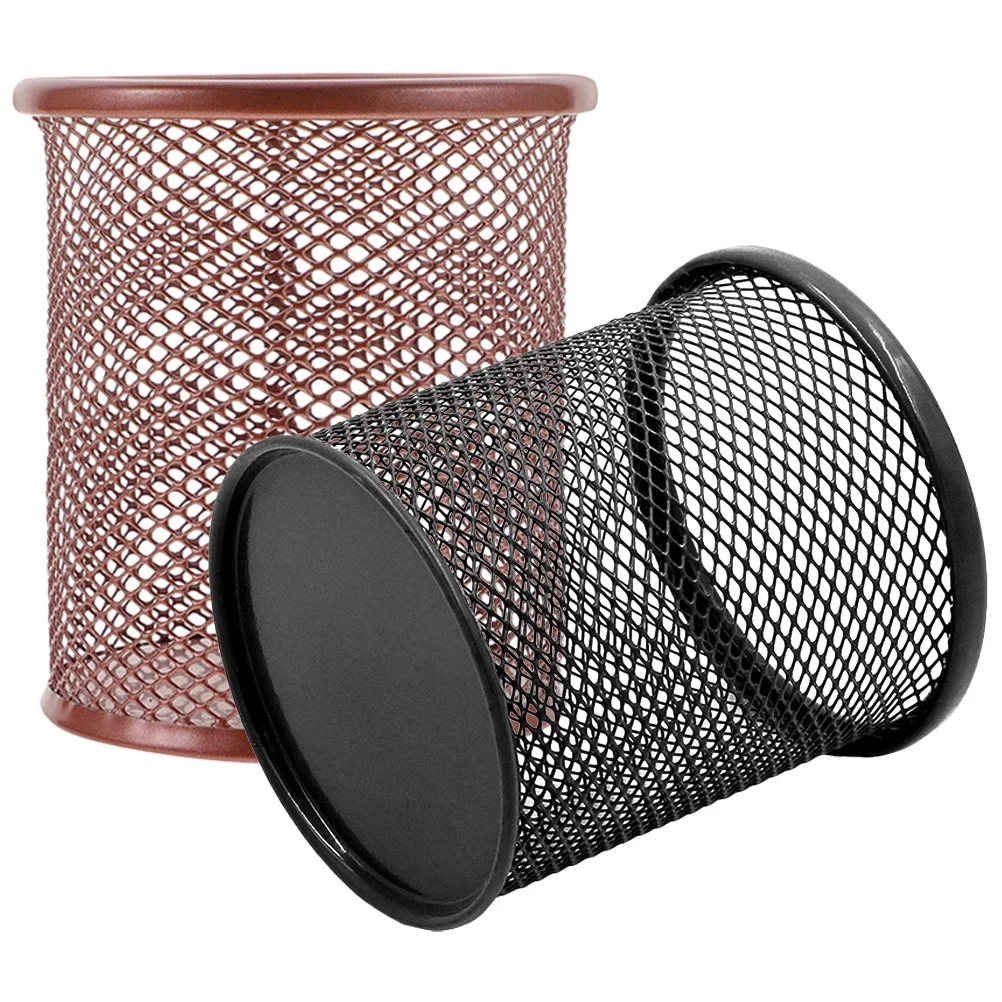 2 قطعة حامل قلم من الفولاذ المقاوم للصدأ شبكة تخزين دلو مكتب منظم كوب رصاص سطح أملس تصميم مضاد للانزلاق