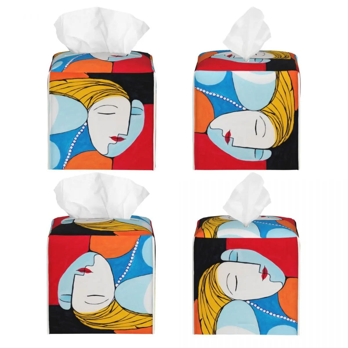 Custom Picasso's Inspiration Tissue Box Holder Square Pablo Picasso PU Leather Facial Tissue Box Cover for Car Home