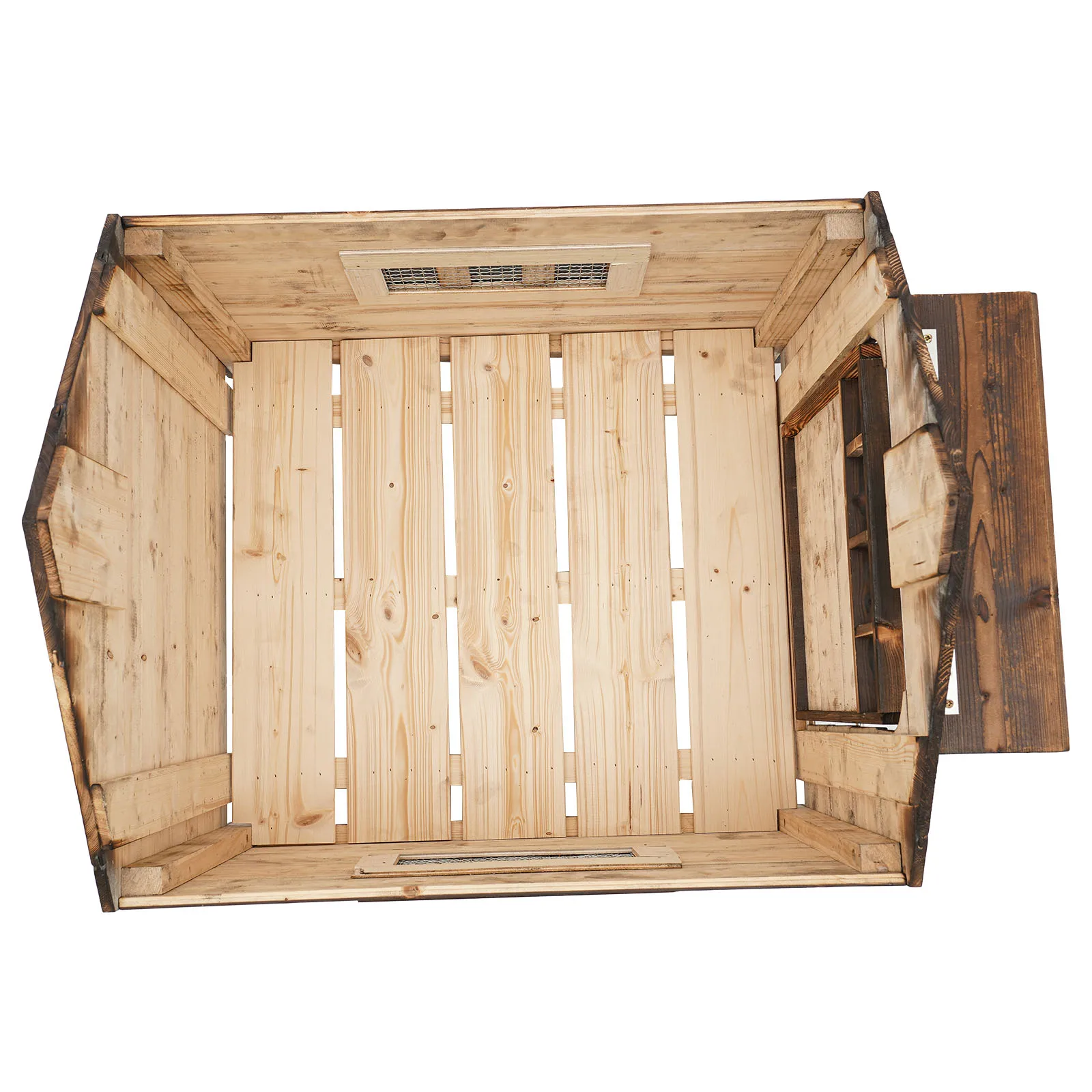 بيت الكلب الداخلي والخارجي مقاس M (بني)، يناسب 22 رطلًا/22 بوصة للكلاب (تيدي/بيشون)، سقف منحدر وجزء سفلي مرفوع مقاوم للمطر