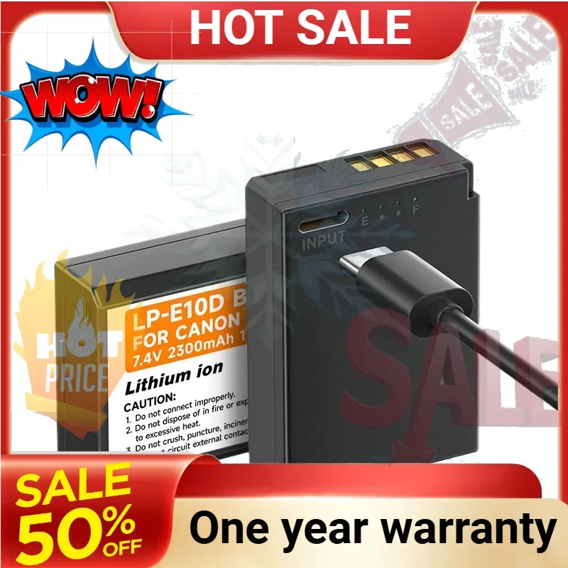 SWZY 2300mAh LP-E10 LP E10 LPE10 Camera Battery with Type-C Charging for Canon EOS 1200d 1300D 1500D 1100d 2000D