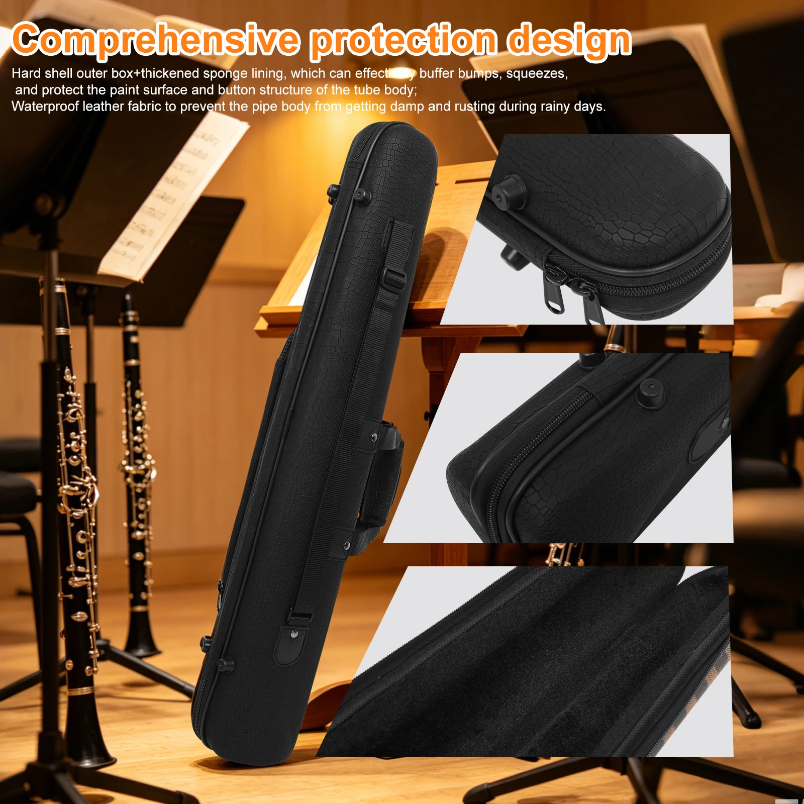 SLADE Clarinet Case Lightweight Compression Resistant Storage Box PU Leather Bag Portable Woodwind Instrument Accessories