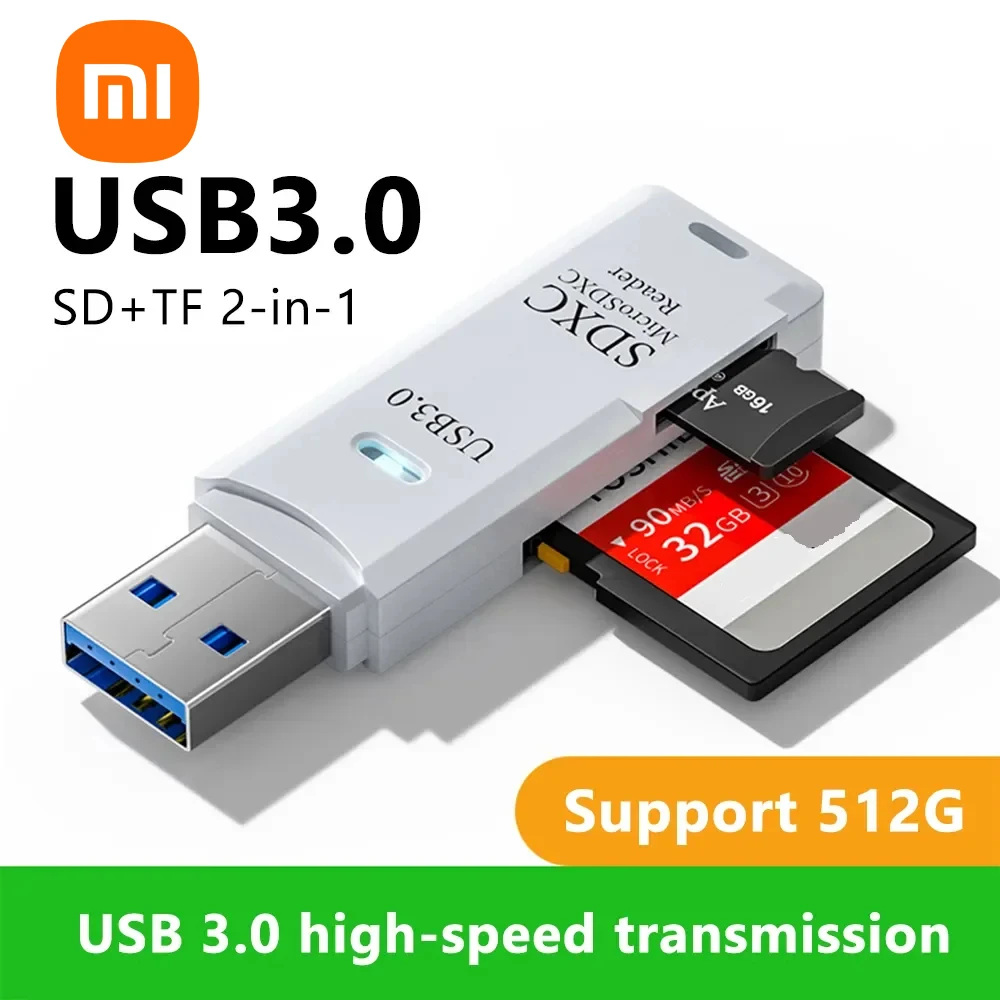 Xiaomi Mijia Mini High Speed 2 in 1 Multi Card Reader USB 3.0 Micro SD TF Card Memory Flash Drive Adapter