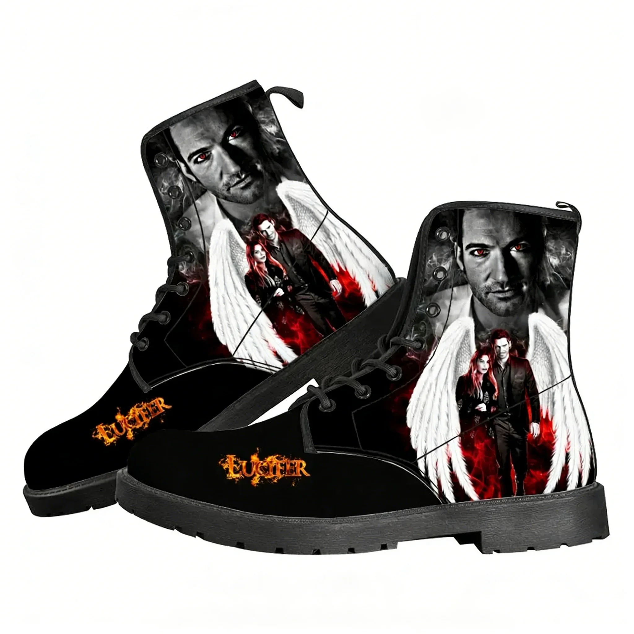Lucifer TV Casual Boots Lucifer Morningstar Mens Womens Teenager Shoes Street 3D water proof Boot Outdoor Customize Made Boots