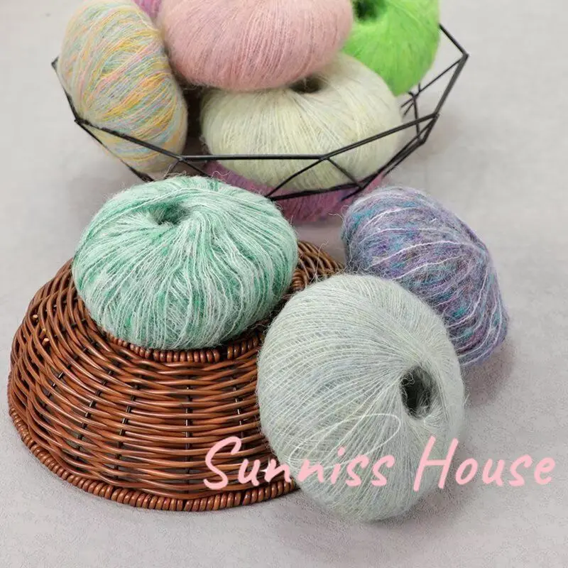 

Silk Mohair Segment Dyed Mohair Yarn Balls Hand Knitted Hollow Sweater Wool Yarn Seahorse Hair Wool Yarn for DIY Making
