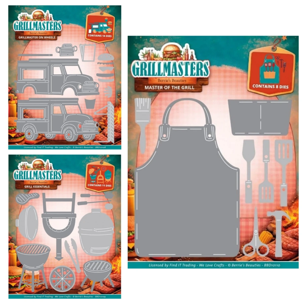 

May 2026 New Master of the Grill Grill Essentials Grillmaster on Wheels Metal Cutting Dies for DIY Scrapbook Photo Album Diary