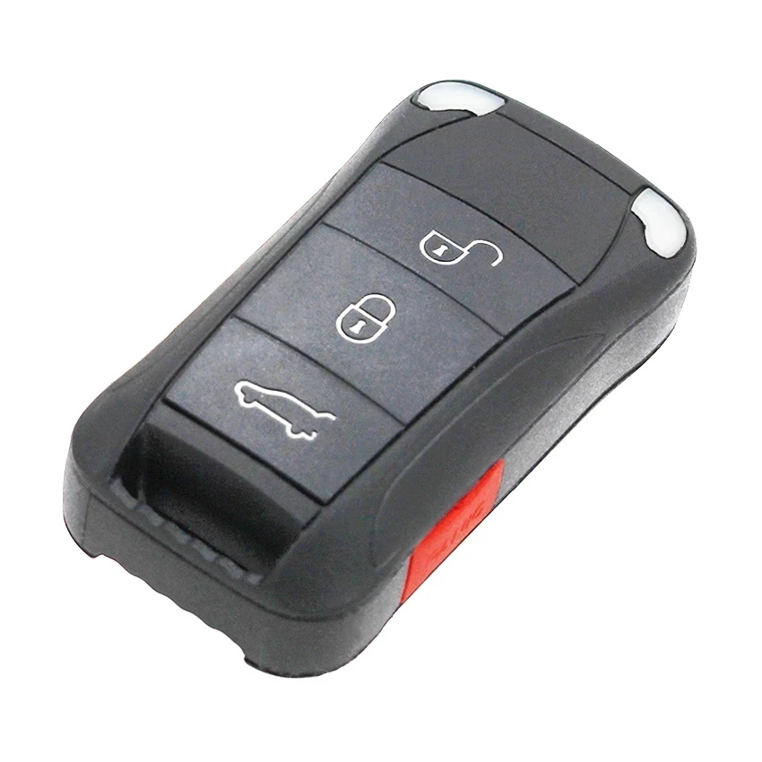 XNRKEY-carcasa de llave remota para coche, carcasa de llave remota con tapa de 2/4/3 + 1 botones para Porsche Cayenne 2003 + hoja HU66 sin cortar,