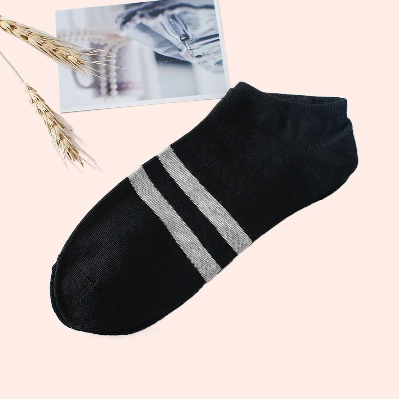 5/10 Pairs High Quality Men's Striped Short Socks Sweat Absorption Sports Cotton Boat Socks Breathable Low Cut Men's Ankle Sock