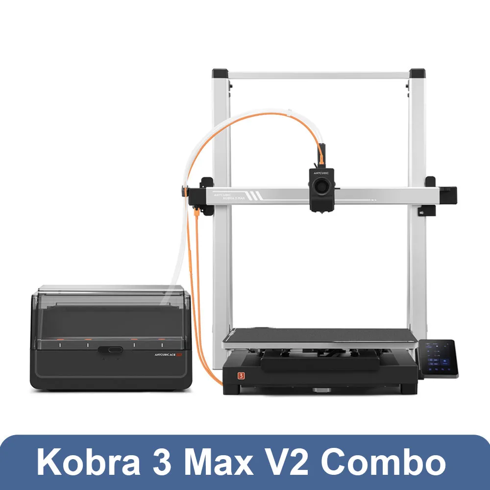 ANYCUBIC Kobra 3 Max V2 Combo 3D-printer, met een maximale printsnelheid van 600 mm/s, een groot printvolume van 500 x 420 x 420 mm en slimme bediening via een app.
