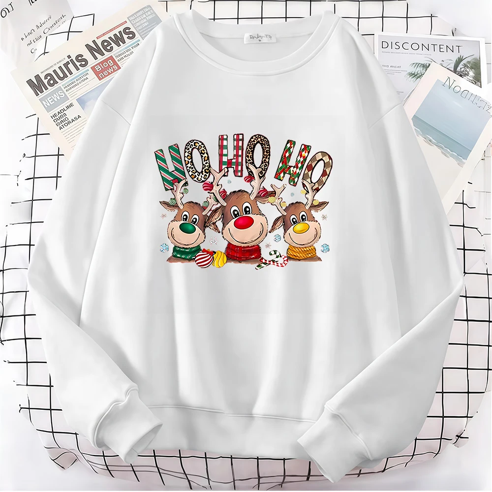 عيد الميلاد الأيائل طباعة المرأة هوديس الخريف الشتاء عيد ميلاد سعيد كم طويل البلوز عارضة البلوز جولة الرقبة للجنسين قمم