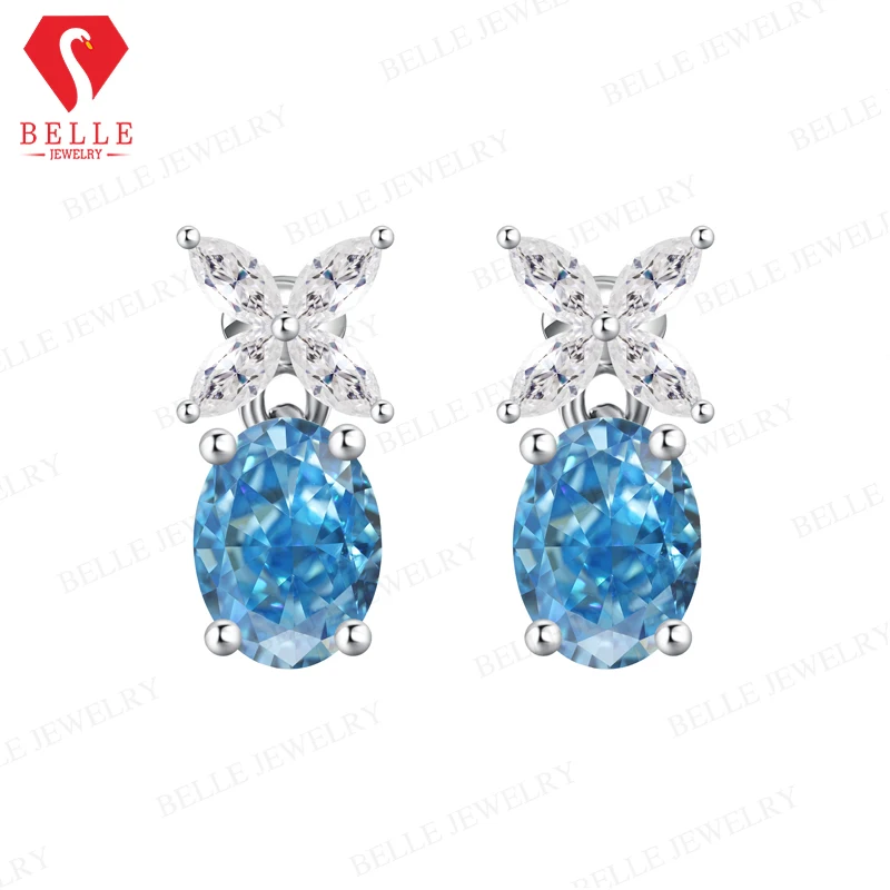 Moissanite CZ Earrings Emerald Ruby Sapphire 925 Silver Hypoallergenic Fade Resistant Factory Direct Sales Ideal Gift for Her