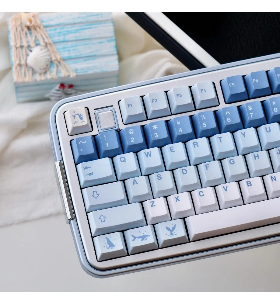 Keycap personality Yunyou Whale Dream Keycap Original height PBT five-sided sublimation custom mechanical keyboard keycap blue