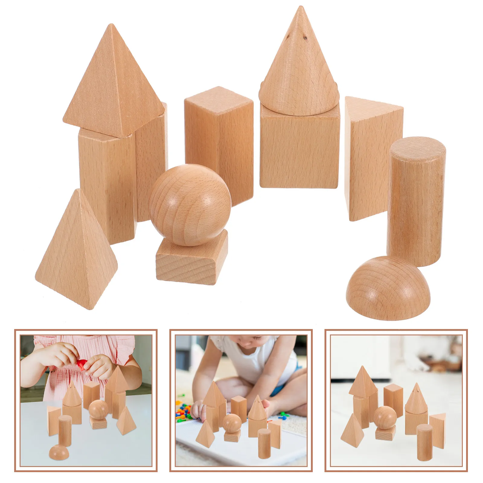 

1Sets Wooden Shape Matching Blocks Three Dimensional Geometric Solids Set for Children Logical Thinking Hand Eye Coordination