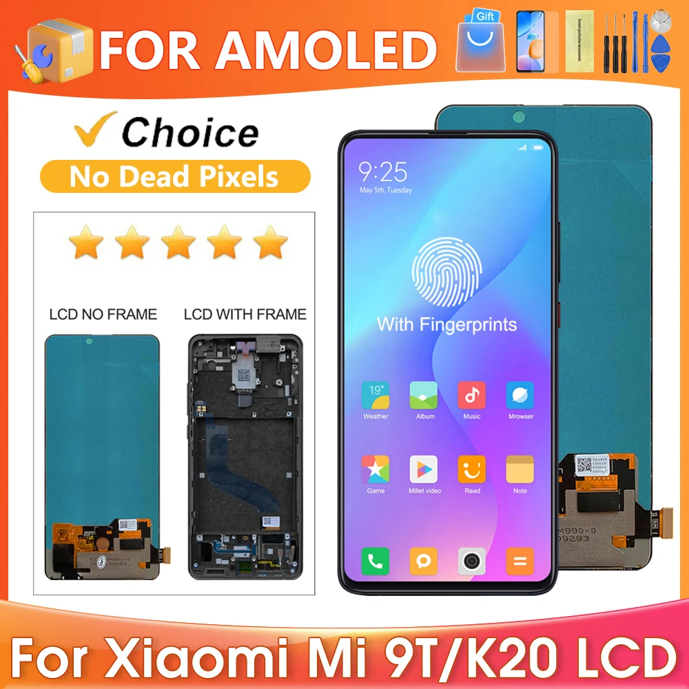 Tested For Xiaomi Mi 9T/Mi 9T Pro AMOLED For Redmi K20/K20 Pro M1903F10G LCD Display Touch Screen Digitizer Assembly Replacement