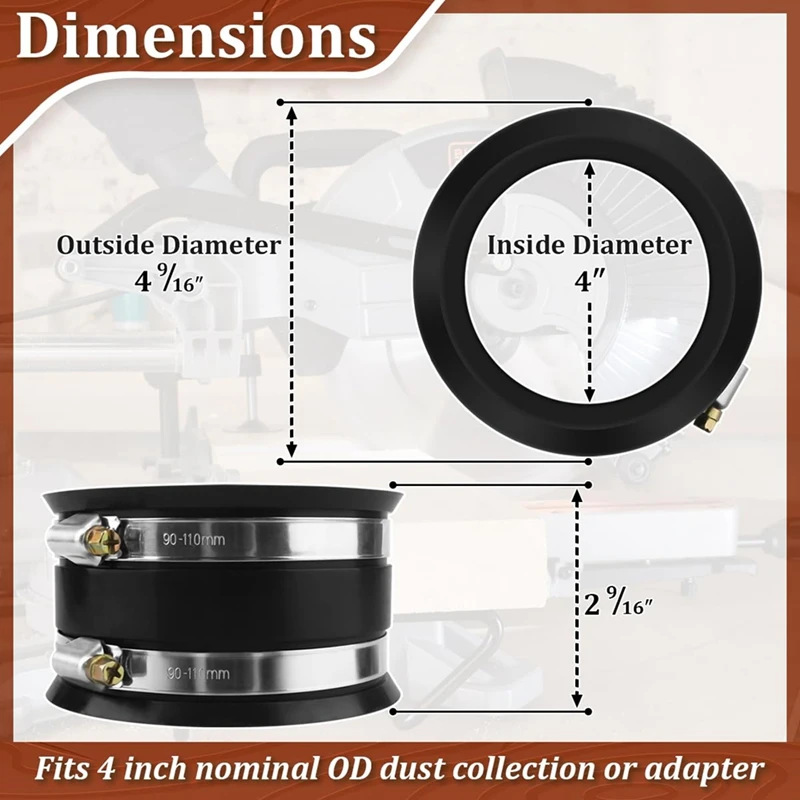 Dust Collection Fitting Kit Include 4 Inch to 2-1/2 Inch Reducer for Woodworking Dust Collection Hose and Dust Ports-A23R
