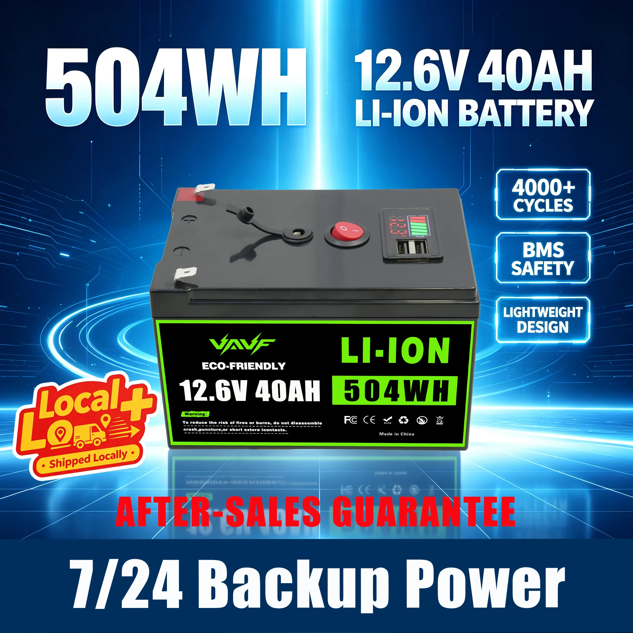 EU Überseelagerbestand 12,6V 40000mAh Lithium-Ionen-Akku mit integrierter Sicherheits-BMS-Platine für netzunabhängige Solarsysteme zu Hause, Marineboote, Wohnmobile, Wohnwagen und