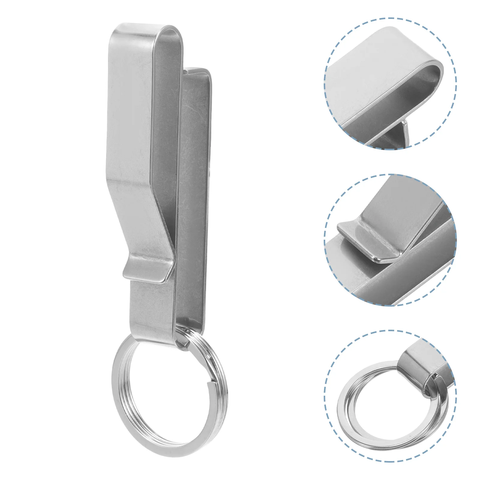 سلسلة مفاتيح من الفولاذ المقاوم للصدأ للرجال، مشبك حزام، حامل مفاتيح معدني قوي مع لمسة نهائية ناعمة للاستخدام اليومي والهدايا