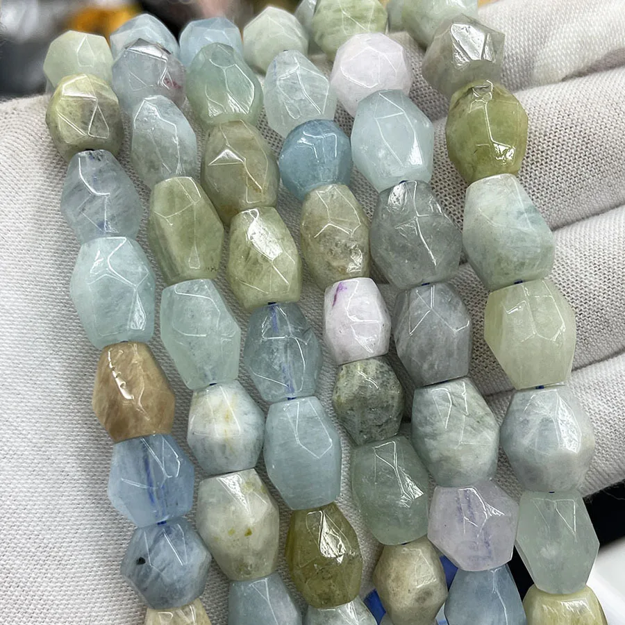 

Natural Crystal Aquamarine Conformal Section Loose Bead For Jewelry Making DIY Necklace Bracelet Accessory15''12-14mm