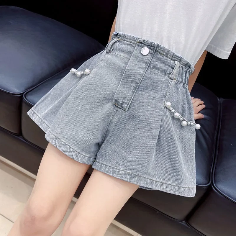 Perfect for Summer Outings New Arrival Adorable Cute and Stylish Girls\' Denim Shorts with Ruffled Hemline