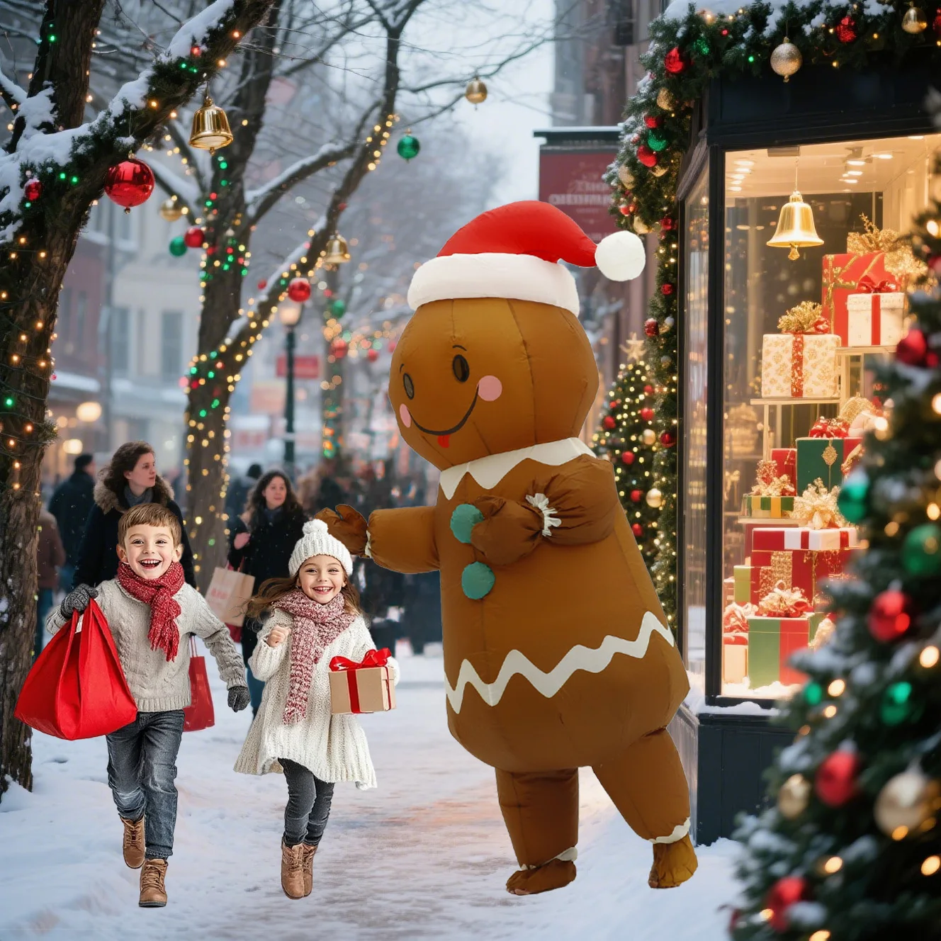 عيد الميلاد الزنجبيل رجل نفخ زي موكب الكبار شخصية تأثيري هالوين حفلة الحدث التميمة مجموعة