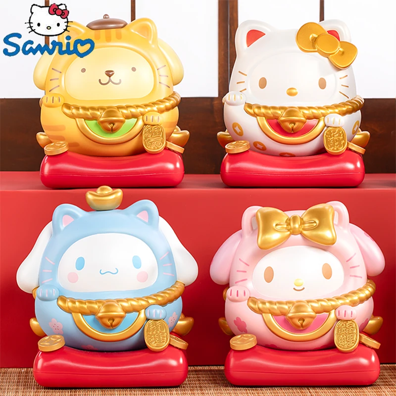 

New Sanrio Caicai Cat Figure Pochacco Cinnamoroll Hello Kitty Kuromi My Melody Pompom Purin Rocking Music Meow Sound Box Toy