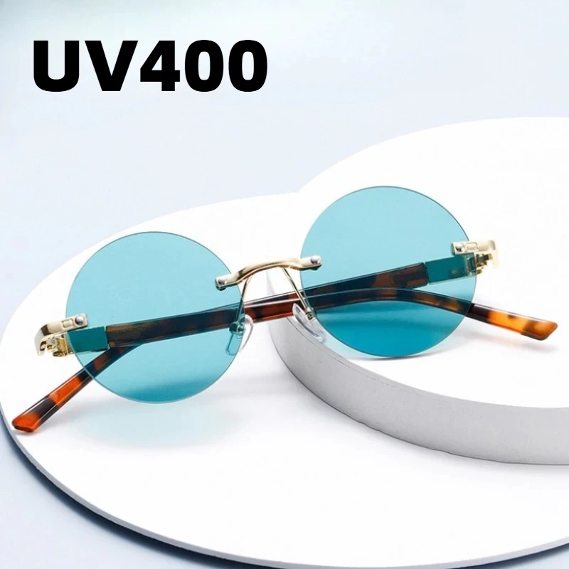 

2026 New Frameless Fashion Street Style Sunglasses Unisex Retro Versatile Round Frame Outdoor UV Protection Eyewear UV400