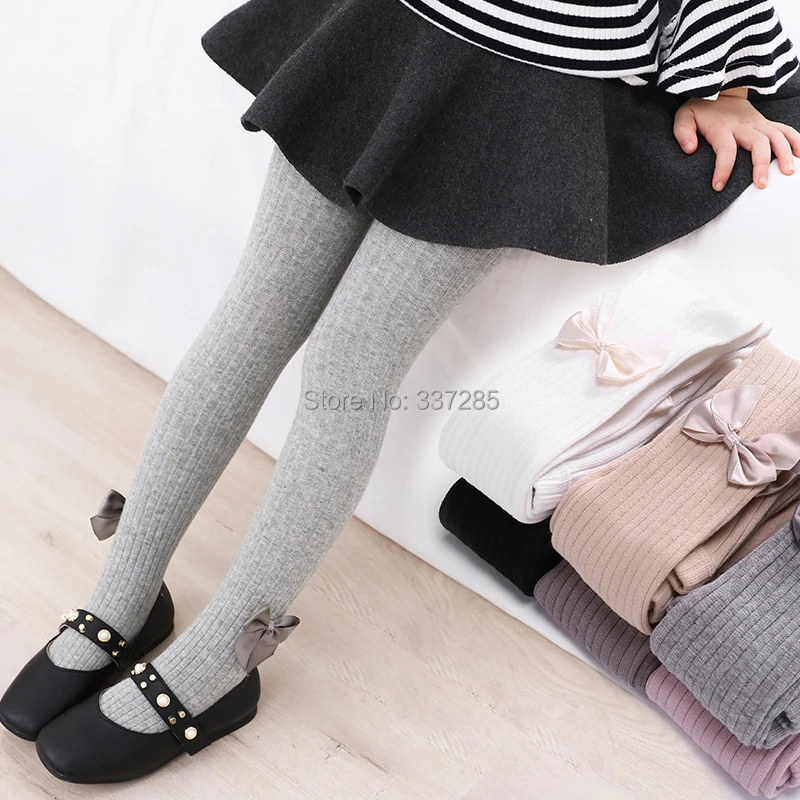 

0-12Y Winter autumn toddler Spring Autumn Bowknot legging Cotton Baby Girls striped Pantyhose child Kids Infant Knitted Tights