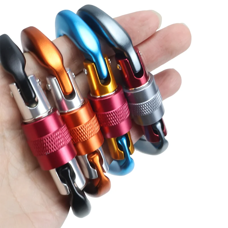 New 25KN Professional Safety Carabiner D Shape Key Hooks Aluminum Climbing Security Master Lock Outdoor Ascend Camping Tools