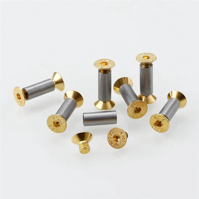 

Y42A-10 Packs Knife Handle Screws Rivets Bolts Fasteners Gold Hex Flat Head Screws Knives Maker Screws