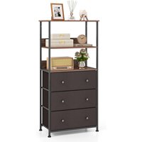 Chest of drawers with three drawers and open shelves, standing cabinet with removable fabric tray for living room, bedroom