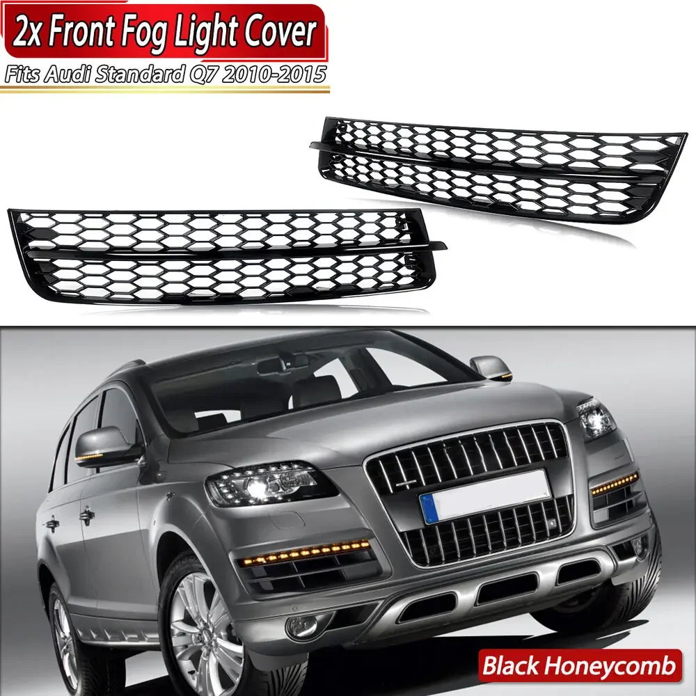 MAGICKIT Front Fog Light Grille Fits Audi Q7 2010-2015 Standard Model 4L0807681B, 4L0807682B Black car Accessories tools