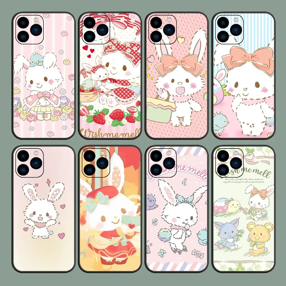 MINISO Sanrio Cute W-WISH ME MELL Phone Case For iPhone 8 11 12 13 14 15 Mini X XR XS PRO MAX Plus Shell