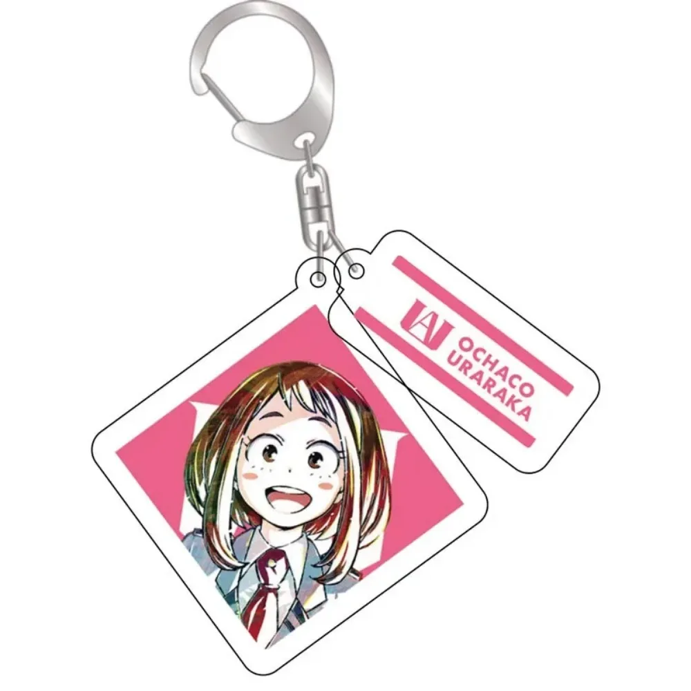 Anime College Keychain Cartoon Characters Acrylic Figures Pendant Cosplay Jewelry Geometric Art Key Ring