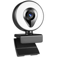 AYHF Live Stream Web Camera Full HD 1080P LED Fill Light 30FPS Webcam with Mics Autofocus USB Computer PC Camera