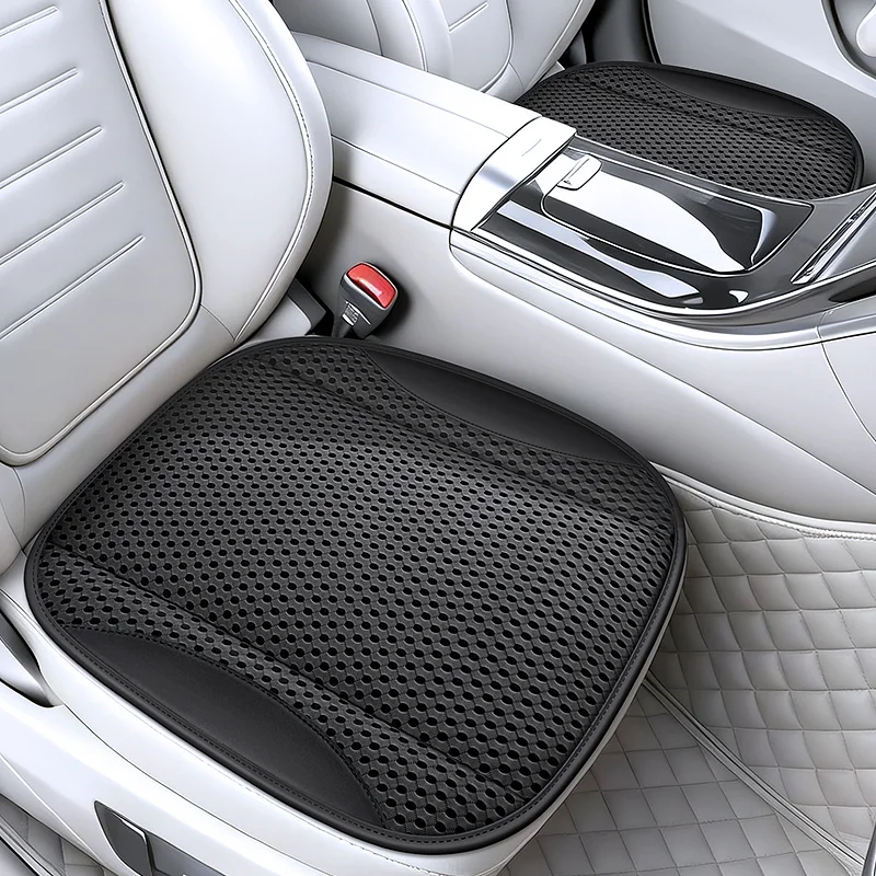 Hollow Mesh Sandwich Mesh Universal Car Seat Cushion Stitched with Premium Nappa Leather Edging Breathable and Comfortable Gifts - view 4