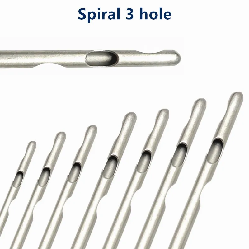 Spiral Three Hole Cannula Liposuction Cannulas Fat transfer Needle Stainless Steel Plastic Surgery Beauty Tools