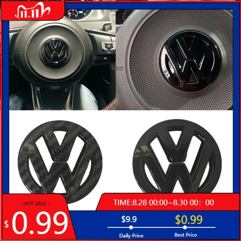 

Колпаки ступиц для Volkswagen Golf 7 Rline ABS, глянцевый черный и углеродное волокно, сменные 3D-наклейки на руль, автомобильные аксессуары